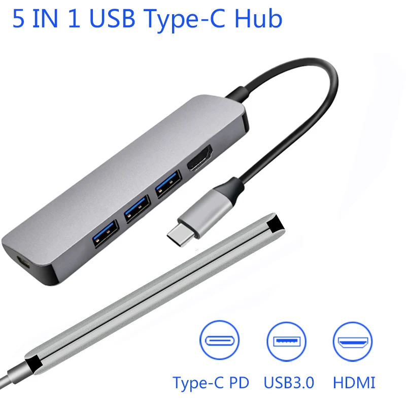 5 в 1 USB C концентратор USB 3,0 порт hdmi PD концентратор переходник разветвитель для MacBook pro samsung Galaxy S9 huawei P20 Pro usb type C концентратор OTG - Цвет: 543