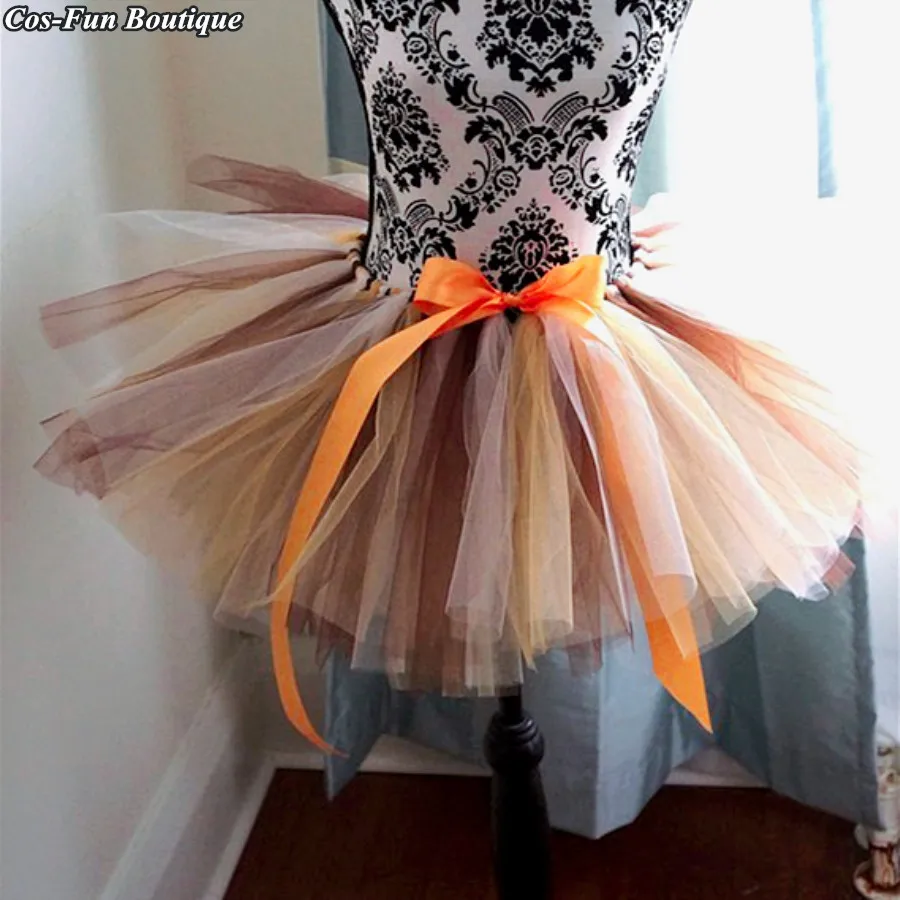 

2018 Women Tutu Skirt Casual Brown Mix Rave Adult Girl Skirt Birthday Party Individual Woman Ball Gown Autumn Outfit