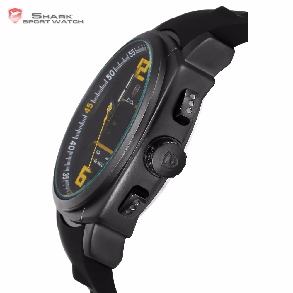 Cool New Design Whitetip Reef Shark Sport Watch Men LED Yellow Analog Date Alarm Silicon Band Quartz Digital Wrist Watches/SH489 Cool New Design Whitetip Reef Shark Sport Watch Men LED Yellow Analog Date Alarm Silicon Band Quartz Digital Wrist Watches/SH489