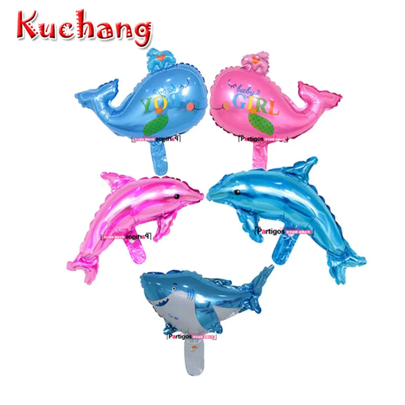 

kuchang 10pcs/lot Mini Dolphin Whale Shark OceanAnimal Supplies Birthday Party Decoration Helium Balloon Baby Shower foil Globos
