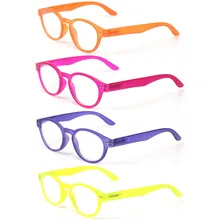 Очки для чтения, 4 пары в упаковке, весенние шарниры, унисекс, для чтения, модные мужские и женские Ретро Винтажные овальные цветные очки, диоптрийные очки