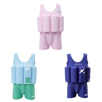 

children swimwear with floating foam heart airplane printed baby kids bathing suit beachwear clothes 90/100/110
