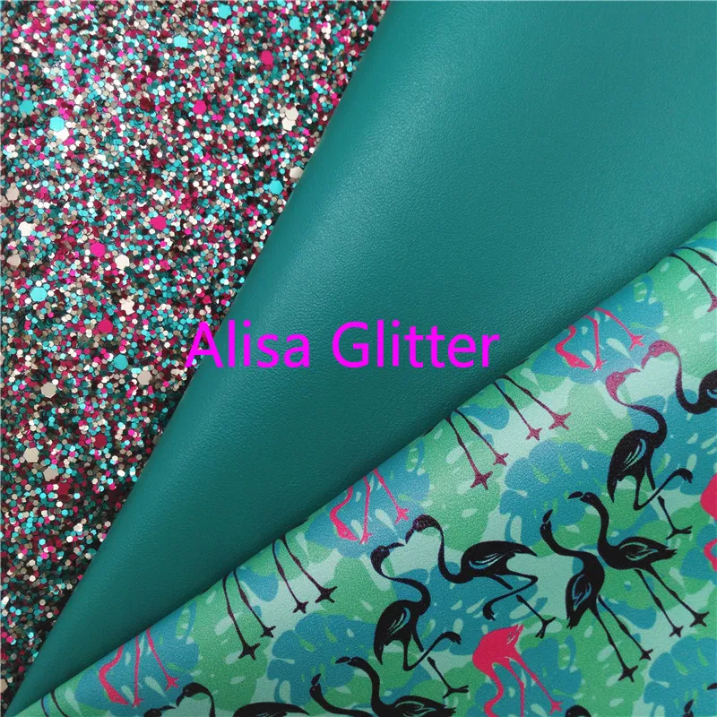 

1PCS A4 SIZE 21X29cm Alisa Glitter Green Glitter Fabric Printed Faux Leather Fabric, Synthetic Leather Fabric for Bow DIY C04C