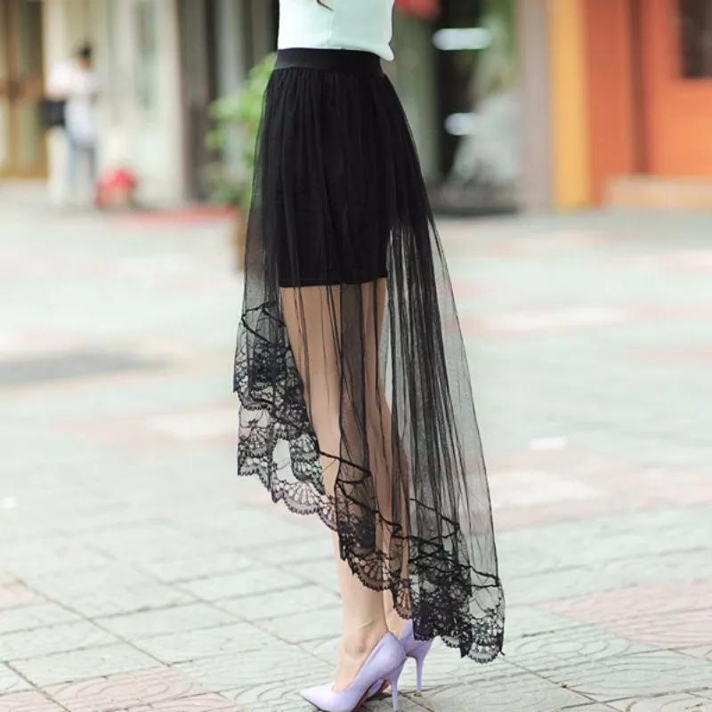 Long And Short Lace Tulle Skirt