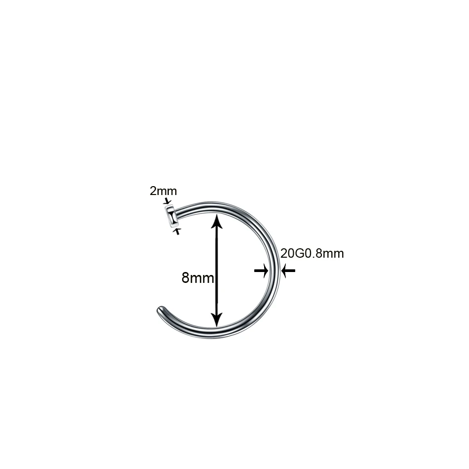 1 шт. Титан модные кольцевого валика кольца в форме подковы для бровей для языка, носа кольцо для пирсинга губная серьга серьги-гвоздики кольца пирсинг уха, ювелирное изделие для тела - Окраска металла: Nose Hoop