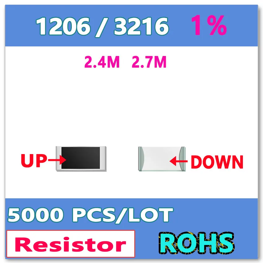 

JASNPROSMA OHM 1206 F 1% 5000 шт 2,4 М 2,7 м smd 3216 резистор