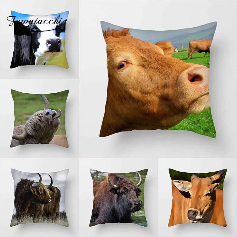 

Fuwatacchi Cow Animal Cushion Cover Spanish Bullfighting Pillows Cover For Home Sofa Decorative New 2019 Pillowcases 45*45 cm