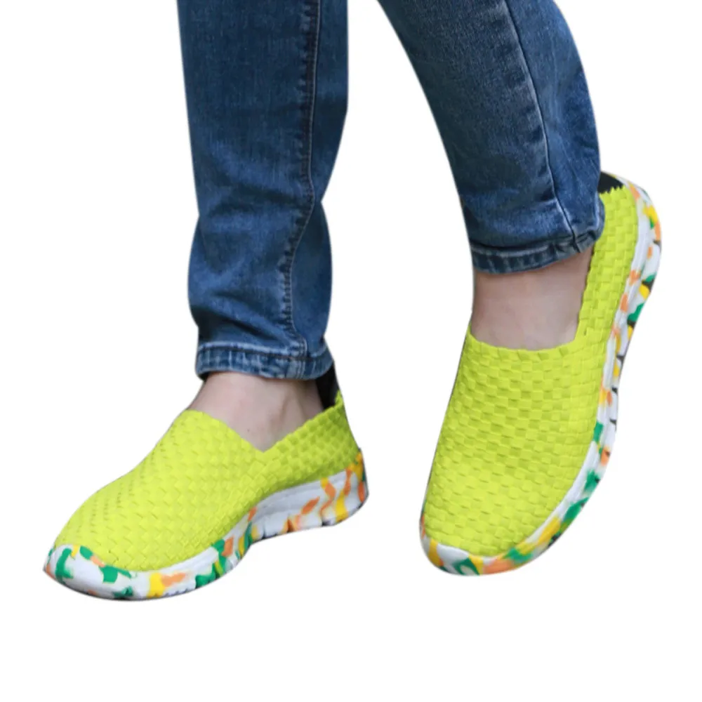 

ladies sneakers shoes for female Woven Flat Breathable Shallow Mouth Lazy Slip Leisure Sport Shoecasual shoes platfor #g6