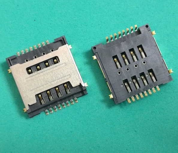 

100pcs/lot Dual SIM 8P card reader double SIM Memory card adapter/connector for HUWWEI Y320 G7300 T00 Y325