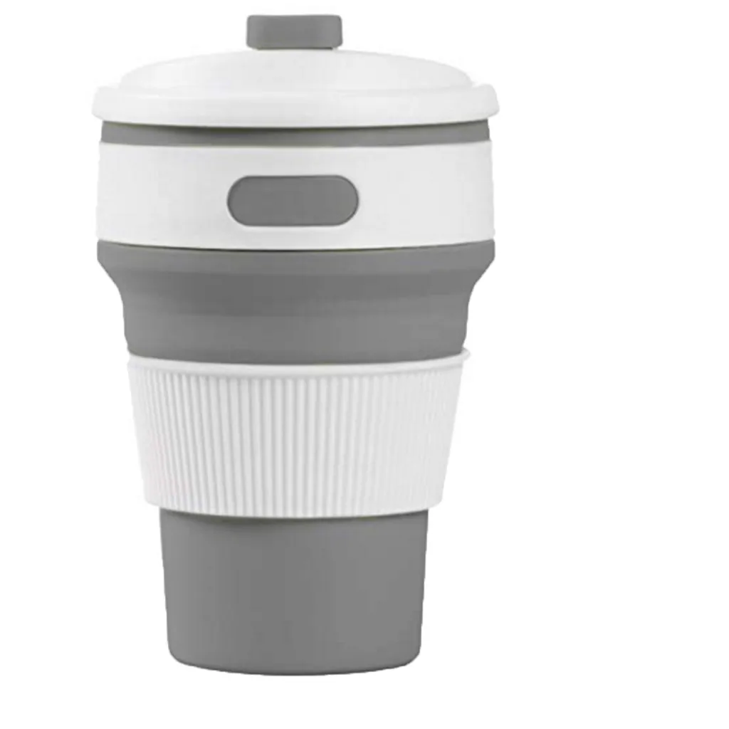 JOUDOO Складная Силиконовая портативная силиконовая телескопическая Питьевая Складная кофейная чашка многофункциональная Складная силиконовая чашка для путешествий 35 - Цвет: gray