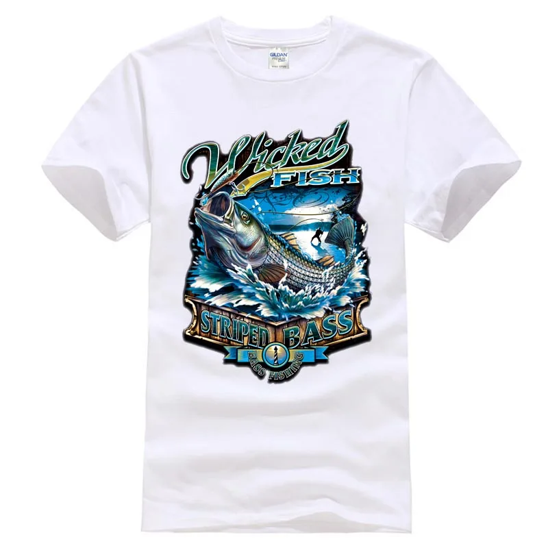 Erazor Bits Mens Graphic Apparel T-Shirt Wicked Fish Striped Bass Fishing Hip Hop men tshirt rock Unisex t shirt Fashion Tops