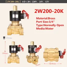 3/4 ''латунный нормально открытый провод свинца воздуха воды электрический Соленоидный клапан воды воздуха N/O 220VAC 2W200-20K