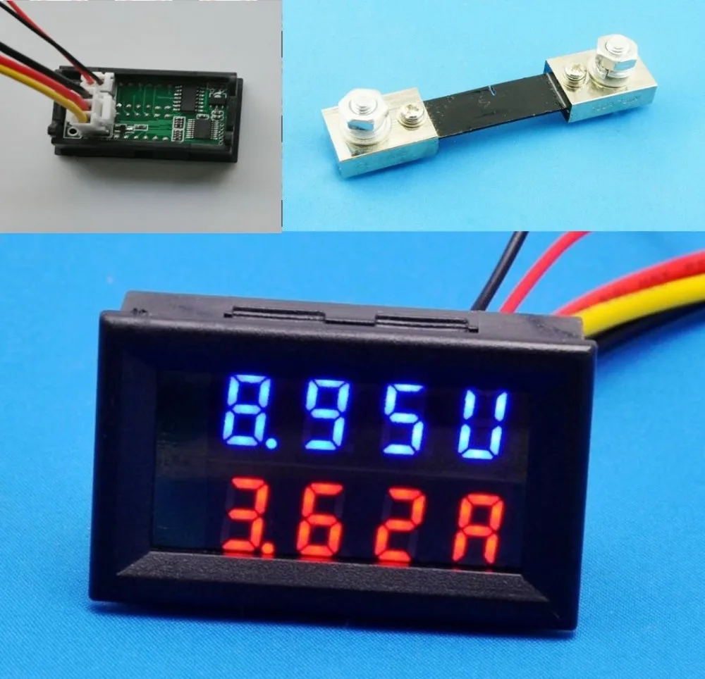 100V 100A DC Digital Voltmeter Ammeter LED Amp Volt Meter + Current