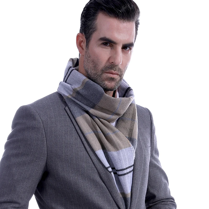 Для мужчин зимний шарф бизнес шарфы для женщин классическая мягкая теплая шаль Высокое качество толстый мужской в полоску