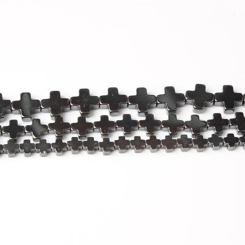 

LanLi Jesus cross Black Hematite beads Natural Stone Loose beads 4-12mm DIY men and women's bracelet necklace Accessories