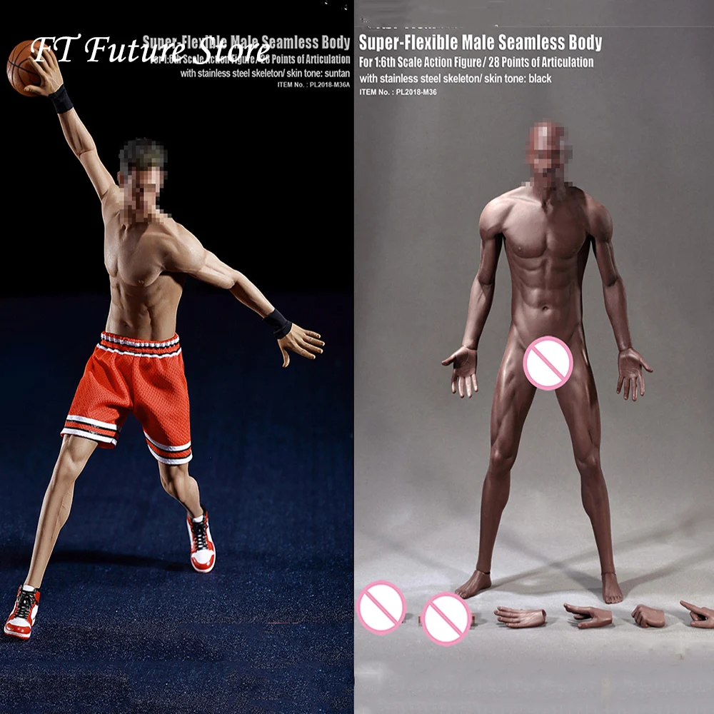 TBLeague PL2018-M36 Super-Flexible Male Black Skin Seamless Body for 1//6 Figures
