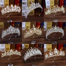 Роскошные Свадебные короны в стиле барокко с кристаллами и бусинами, ручная работа, жемчужная тиара, ободки, стразы, диадема, королевские свадебные аксессуары для волос