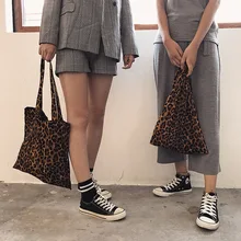 YILE Новая мода коричневый Леопардовый хлопок холст Экологичная для шоппинга с ручкой жилет сумка BY94e