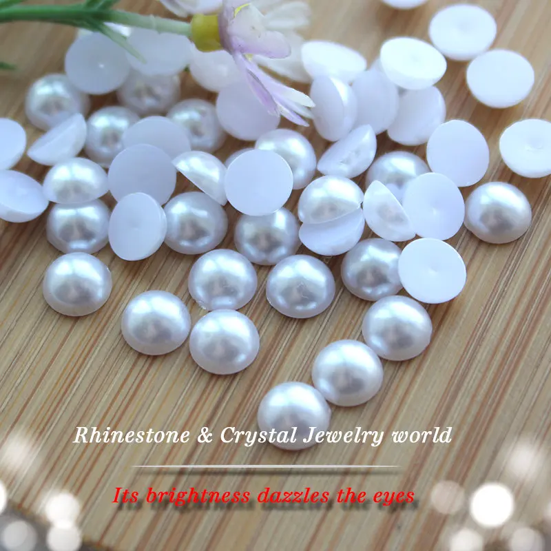 

DIY ABS Color white 2mm-14mm pearl material Semicircle flatback loose beads beauty pearl beads jewelry accessories