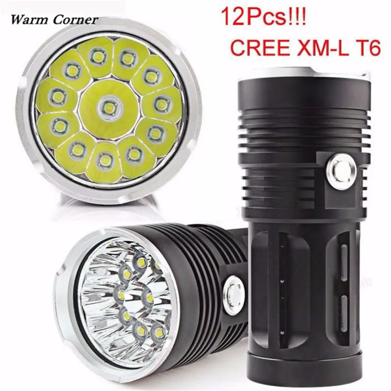 

1PC High Quality 30000LM 12x CREE XM-L T6 LED Flashlight Torch 18650 Hunting Light Lamp Superbright Free Shipping #4N28