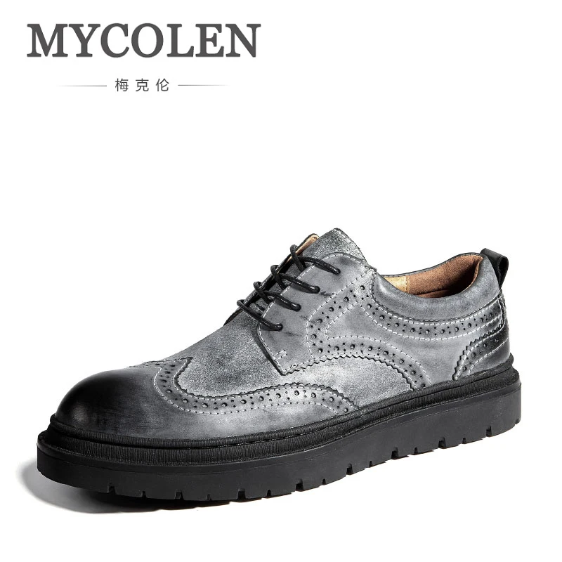 MYCOLEN Luxury Brand Men Shoes Wedding Party Brogue Shoes Men Dress Shoes Genuine Leather Formal Business Shoes Men Shoes mycolen men s dress shoes black brogue male soft wedding shoes lace up formal dress shoes new luxury brand tide men shoes
