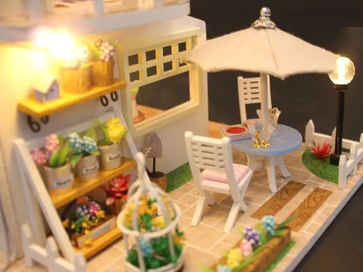 Милая комната креативный DIY кукольный домик Миниатюрный Кукольный дом с 3D светодиодный мебель деревянная модель игрушки ручной работы подарок для Chrildren