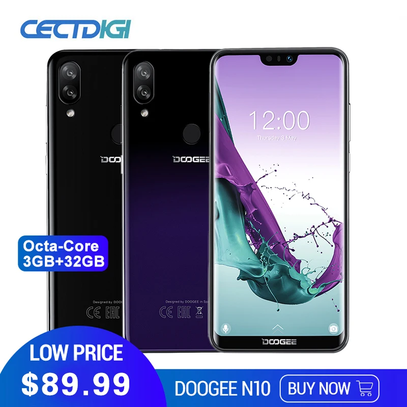 Мобильный телефон DOOGEE N10 восьмиядерный процессор 3 Гб ОЗУ 32 ПЗУ экран 5 84 дюйма FHD+
