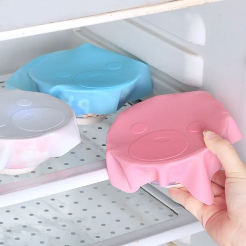 Cute Bear Shape Silicone Suction Lid bowl Cooking Pot lid Silicone