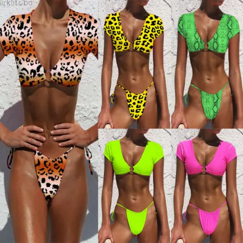

Fashion Fluorescent Sexy lady 2019 bikini two piece swimsuit Women Leopard Bikini Swimsuits Bathing Suit Swimwear Beachwear