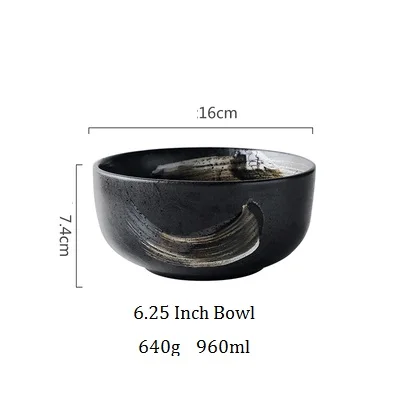 NIMITIME японский стиль рисовая чаша большой керамическая тарелка для супа бытовой персональный обеденная чаша бытовой Ресторан посуда - Цвет: 6.25 Inch Bowl
