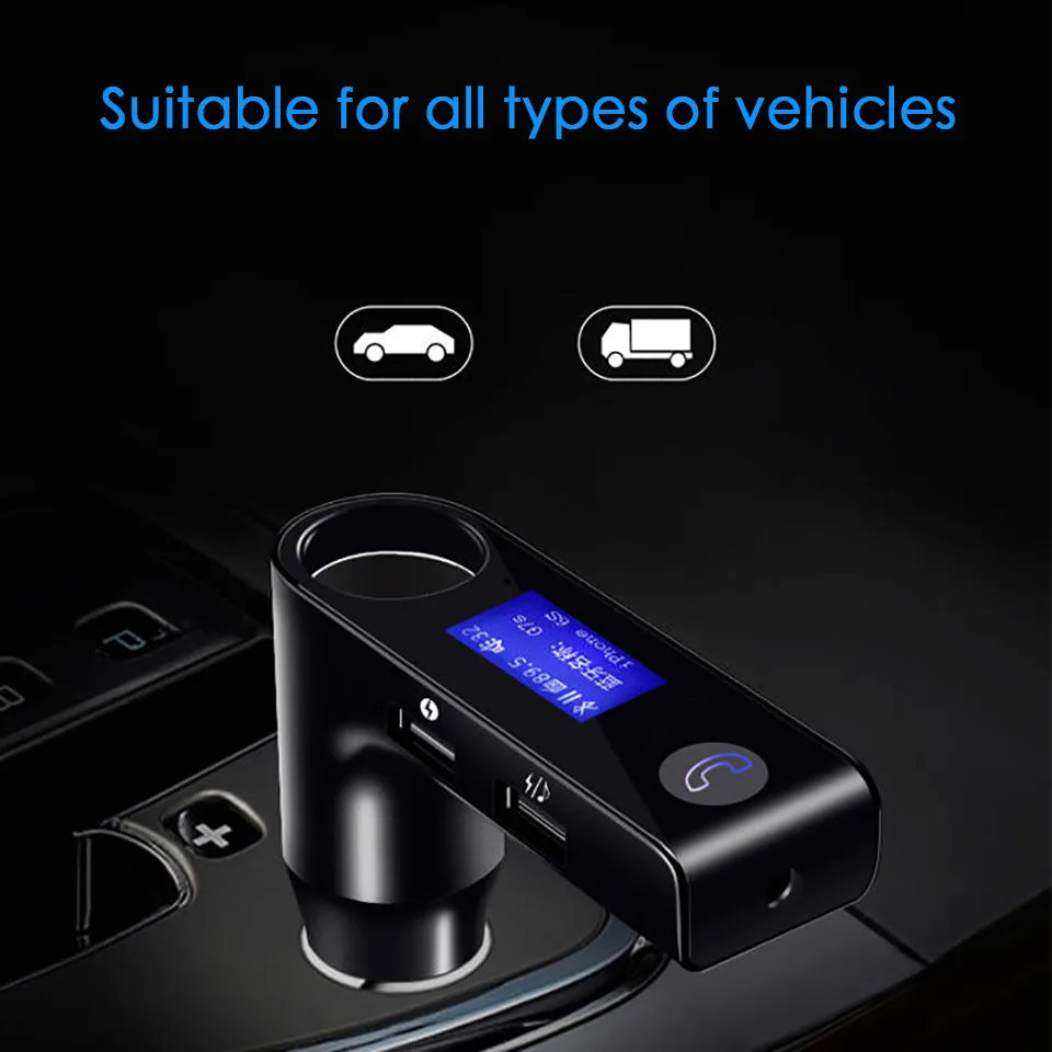 FM Transmitter Hands-free Bluetooth Car Kit Wireless Mp3 Radio Modulator Audio Player Voltage LCD Display USB Car Charger (7)