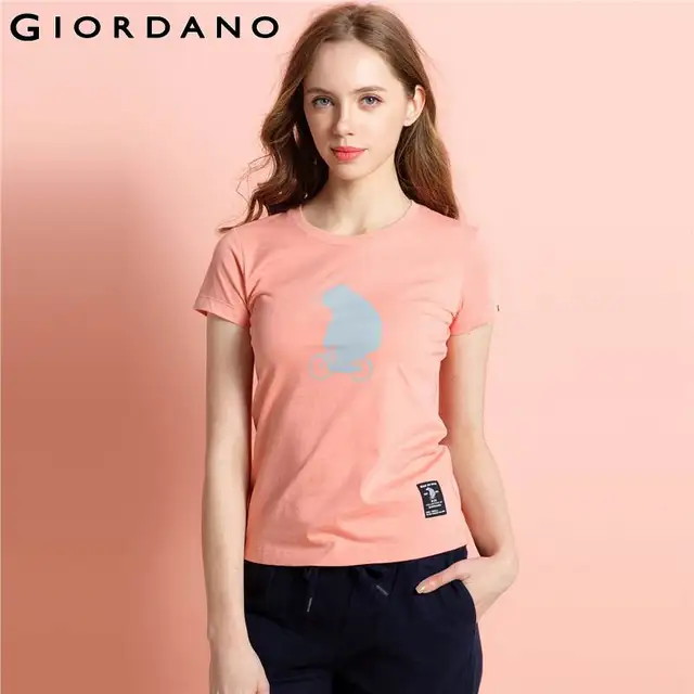 Giordano Women Tee Print Bear T shirt Summer Short Sleeve Casual ...