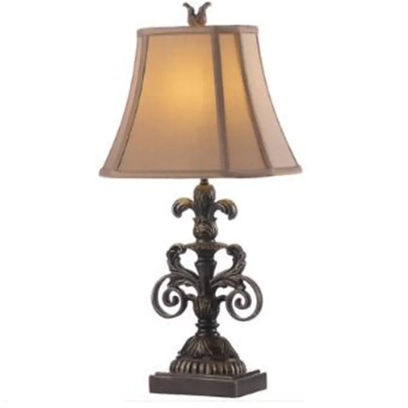 

Vintage Rural Country Resin Fabric E27 Table Lamp for Living Room Bedroom Bedside Reading Lighting H 62cm 1535