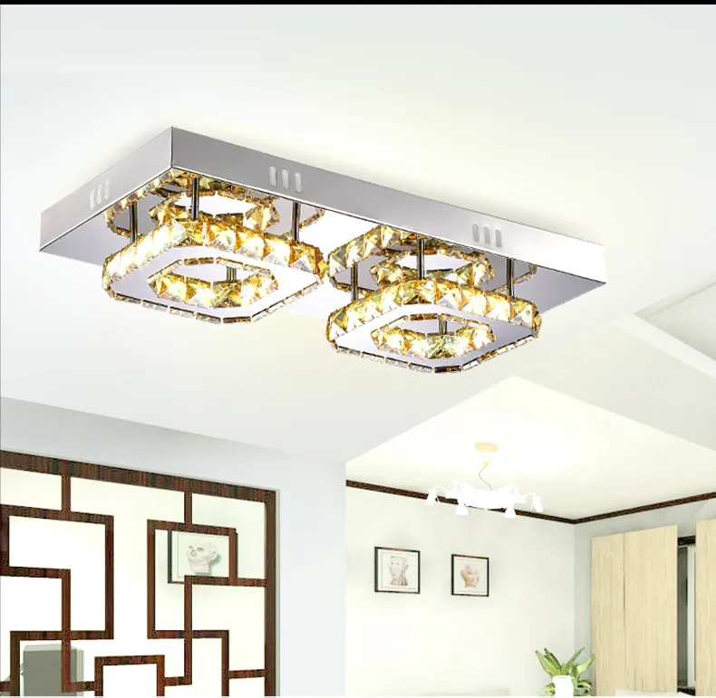 Modern Square Bedroom LED Aisle Ceiling Lamp Crystal Home Decor Ceiling