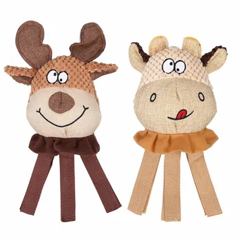 

High Quality Dog Squeaky Toy Linen Cotton Flax Rope Loop Animal Bite Resistant Pet Sound Toy Puppy Squeak Interactive Chew Toy