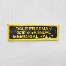 На заказ Вышивка Патчи Черный цвет желтый письмо патч Высокое качество без минимальный объем заказа merrow Утюг-на спине