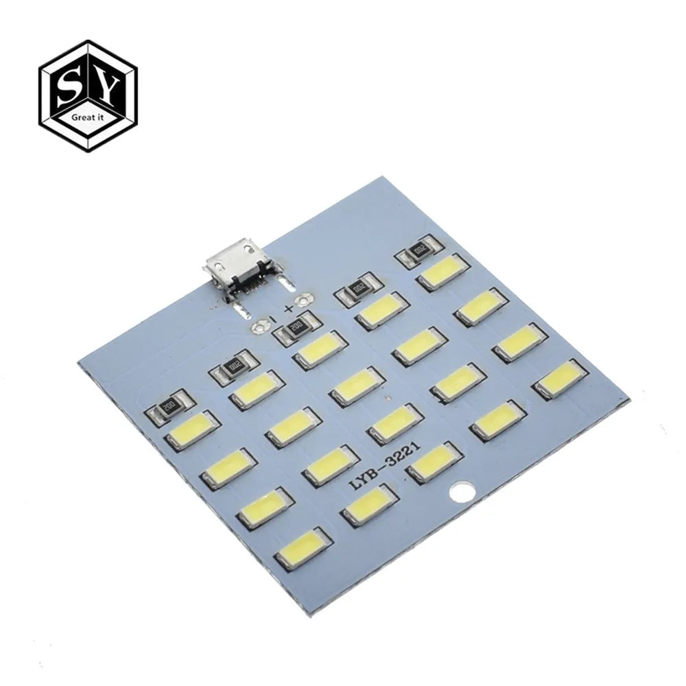 1 шт. высокое качество 5730 smd 5V 430mA~ 470mA белый Mirco Usb 5730 светодиодный светильник ing панель USB Мобильный светильник аварийный светильник Ночной светильник - Цвет: 20pcs 5730 panel