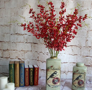 

[3] fork coralroot orchid Dendrobium orchids simulation dancing orchid silk flower vase simulation
