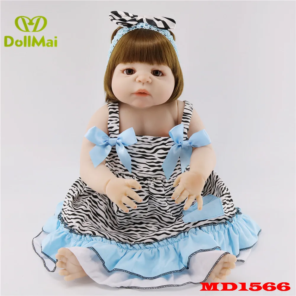 Reborn игрушки куклы 22 "55 см полная силиконовая Bebe rebne reborn baby girl куклы с радужной одеждой соска детская Подарочная игрушка куклы