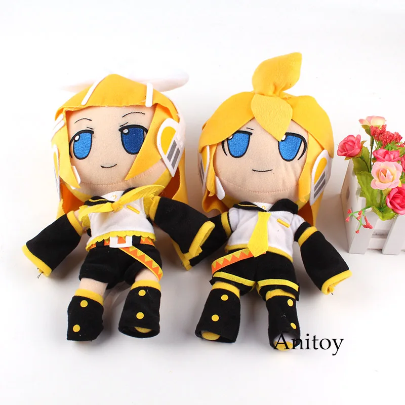 В стиле аниме «Vocaloid плюшевые куклы Kagamine Rin/Len, плюшевая кукла, мягкие игрушки для детей 2 шт./компл. 31 см