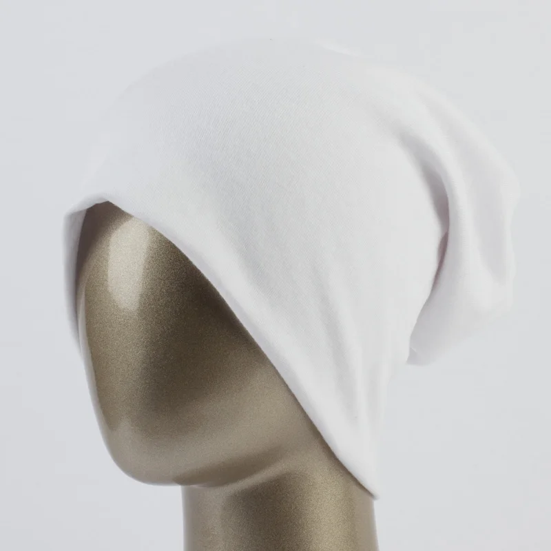 Geebro женская простая вязанная шапка Весенняя хлопковая громоздкая шапка бини для женщин вязаная шапка Bone женская черная шапка Skullies JS293A - Цвет: White