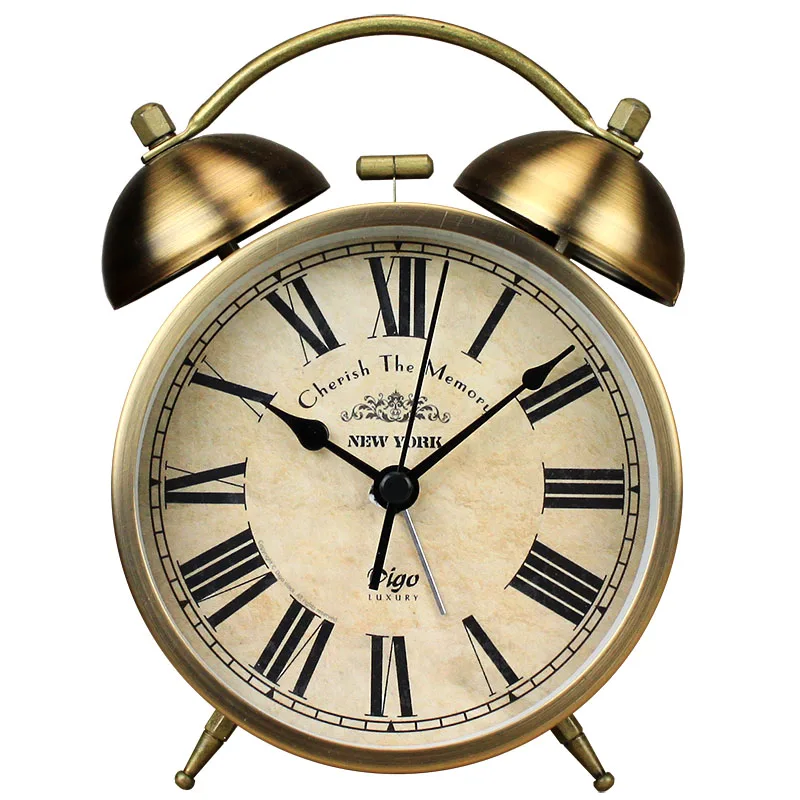 4 дюйма часы с будильником кварцевые часы из нержавеющей стали металлический Настольный Будильник ночной Светильник движение настольные часы домашний декор Tabale часы подарок