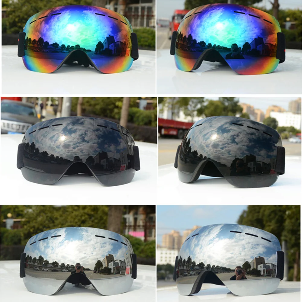Outdoor Sports UV400 Skiing Goggles Double Layers Anti-fog Big Vision Mask Glasses Snow Snowboard Goggles for Men Women