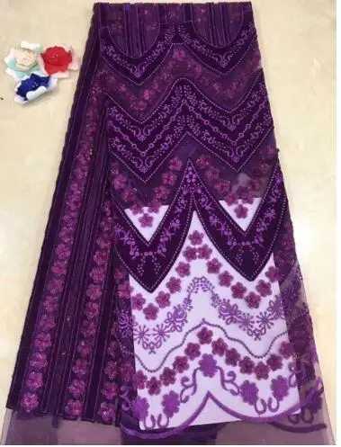 

French lace fabric 5yds/pce by dhl purple sequins velvet fabrics for women luxury asoebi 2019 new arrival high quality designs