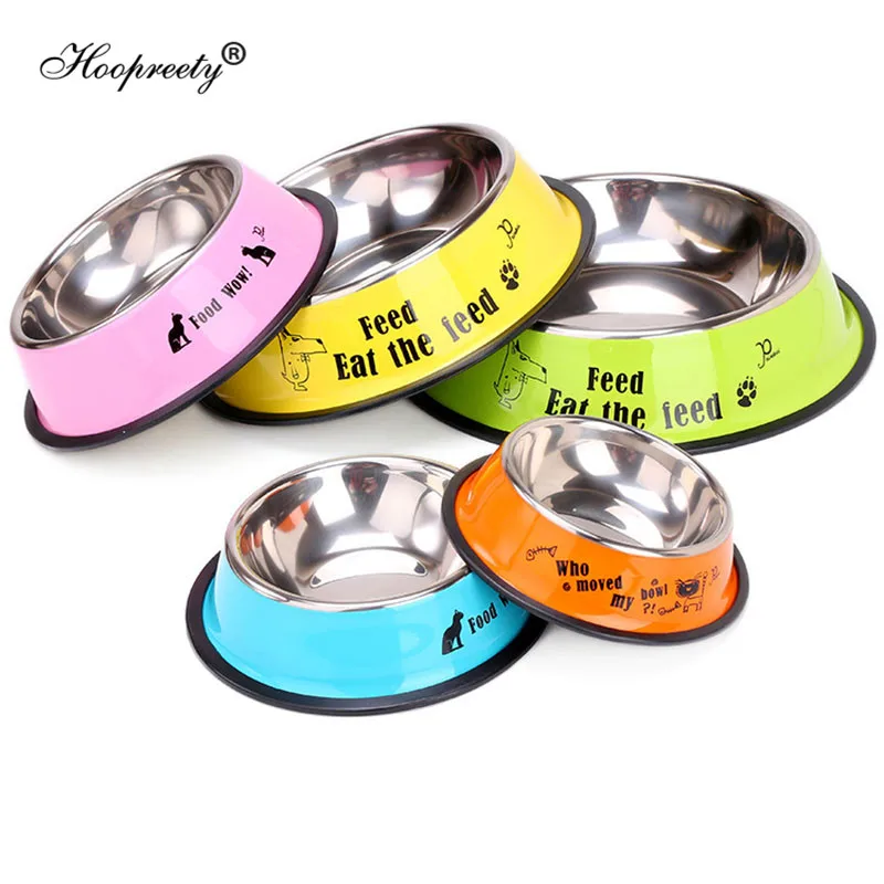 

Stainless Steel Dog Feeding Cartoon Dog Bowl Anti-slip Bottom Cat Feeder Easy Washable Water Food Bowl For General Dogs 10E