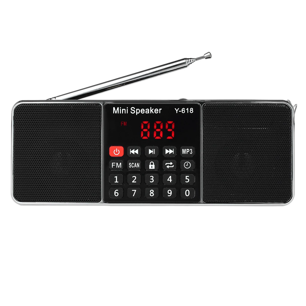 Y 618 Mini FM Radio Digital Portable Dual 3W Stereo Speaker MP3 Audio