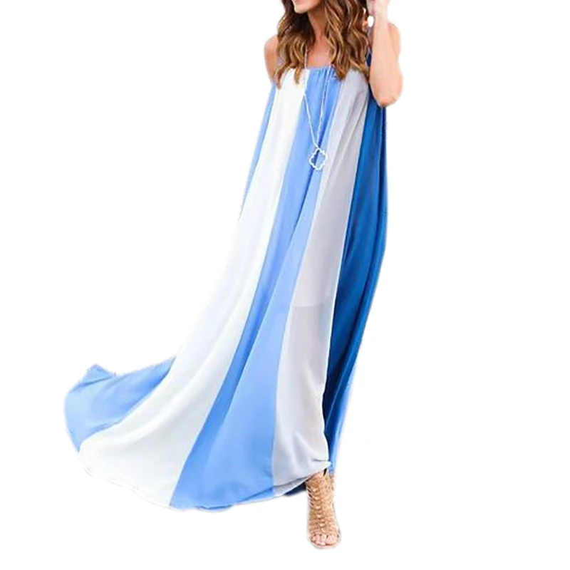Summer Beach Dresses Women Sexy Spaghetti Strap Striped Maxi Sundress Sleeveless Boho Casual Swing Chiffon Long Dress Summer Beach Dresses Women Sexy Spaghetti Strap Striped Maxi Sundress Sleeveless Boho Casual Swing Chiffon Long Dress