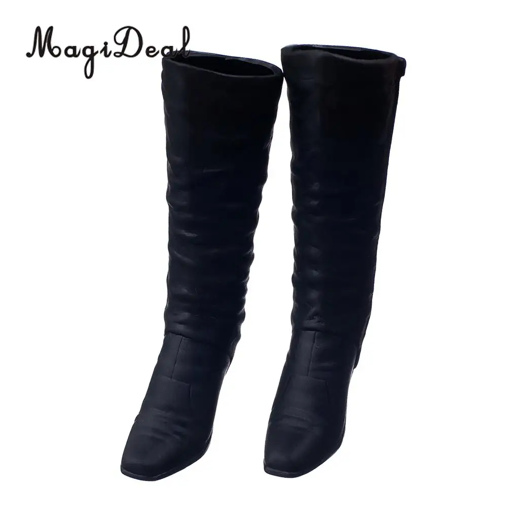 MagiDeal Fashion 1Pair Black 1/6 Scale Rubber High Heeled Long Boots Shoes For 12 Inch Action Figure Body Party Stage Show Acce
