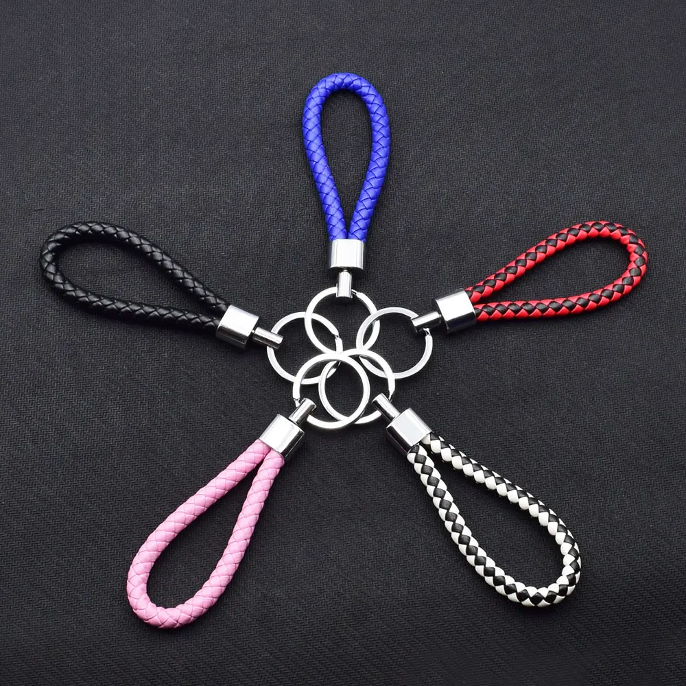

ATOBABI Zinc Alloy Car Key Ring Handmade Rope Woven Car Key Chains For BMW e60 Audi a3 8l VW Golf 4 Peugeot 207 Megane 4 Car key