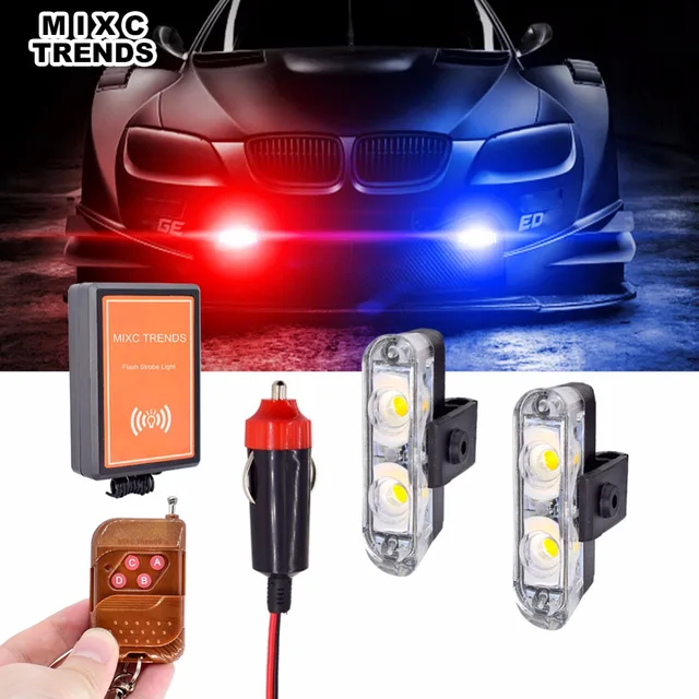 12v Auto Led Strobe Car Lights Wireless Remote Control 2pcs 12v Auto Led Strobe Car Lights Wireless Remote Control 2pcs Stroboscope Flashing Mini Flasher Emergency Warning Light